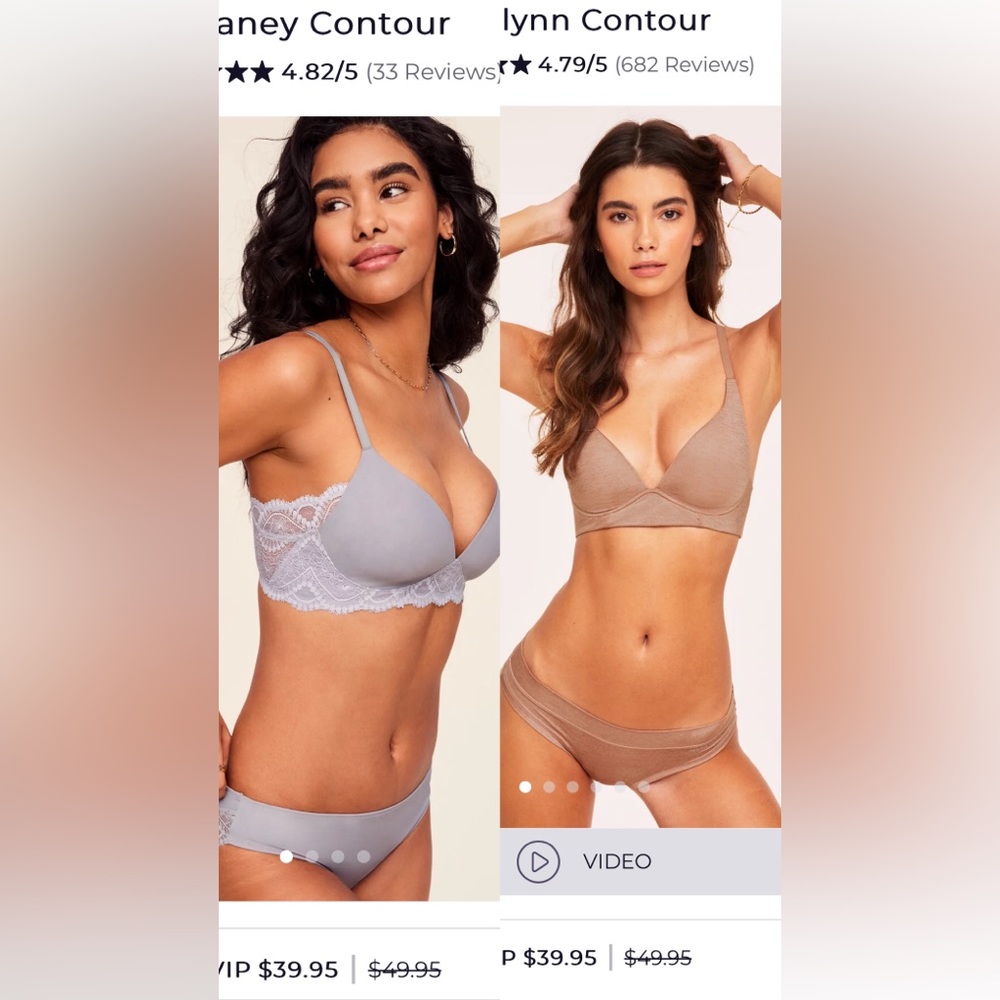 Adore Me NWT lot of two matching wireless bra sets 36DD/Medium